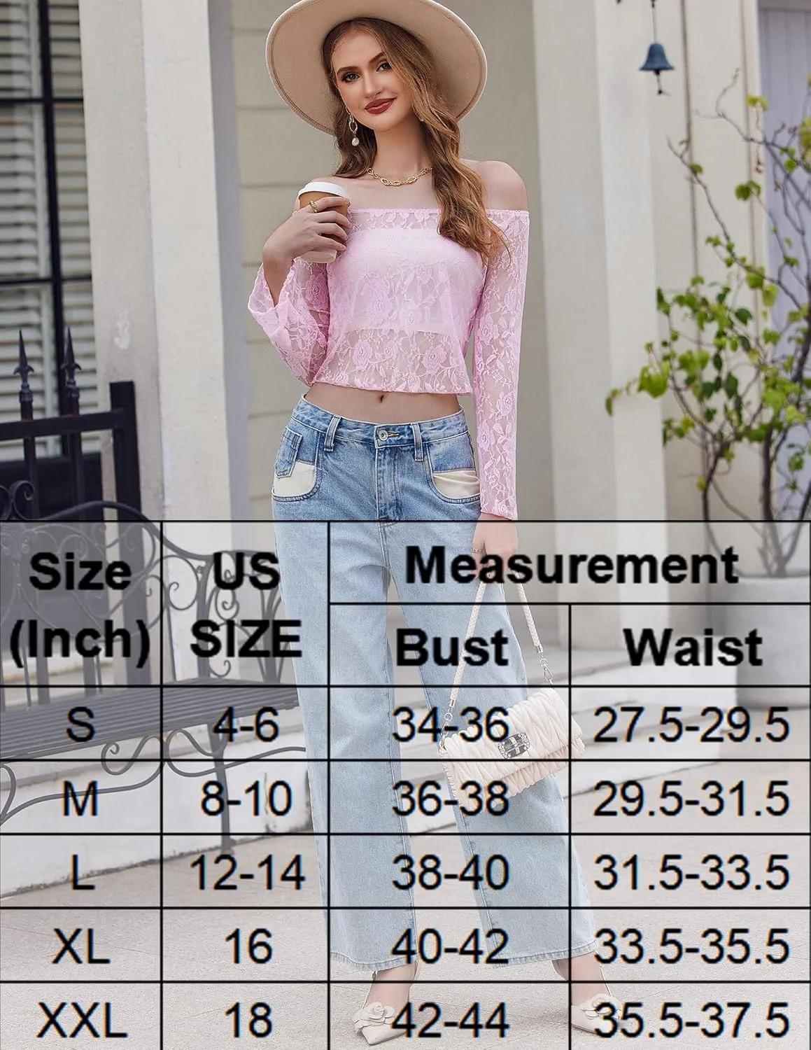 Avidlove Lace Long Sleeve Tops for Women Y2k Off The Shoulder Tops Sexy Sheer Bell Sleeve Going Out Tops