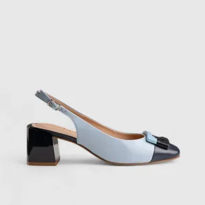 Block Heel Court Navy/Blue 11242