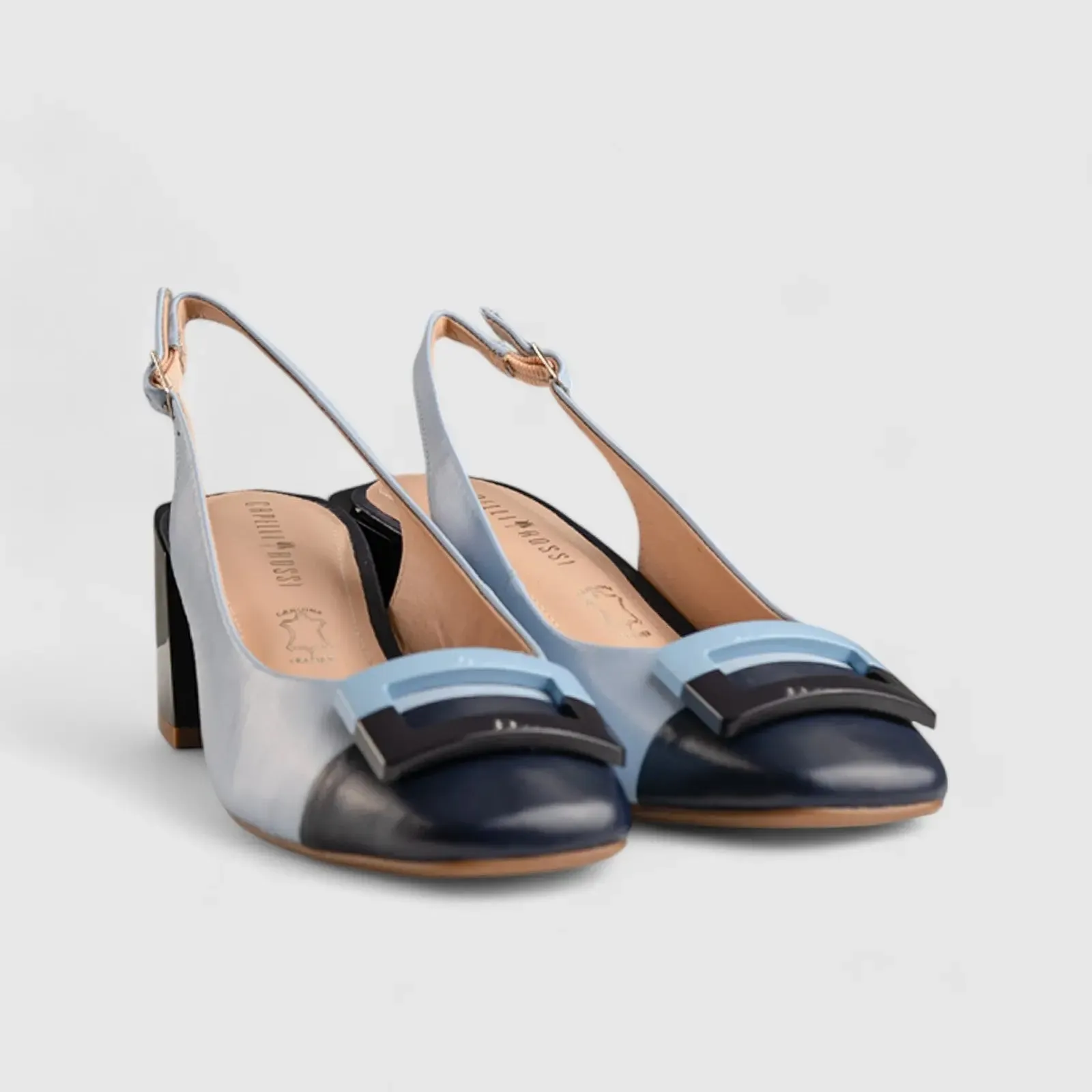 Block Heel Court Navy/Blue 11242