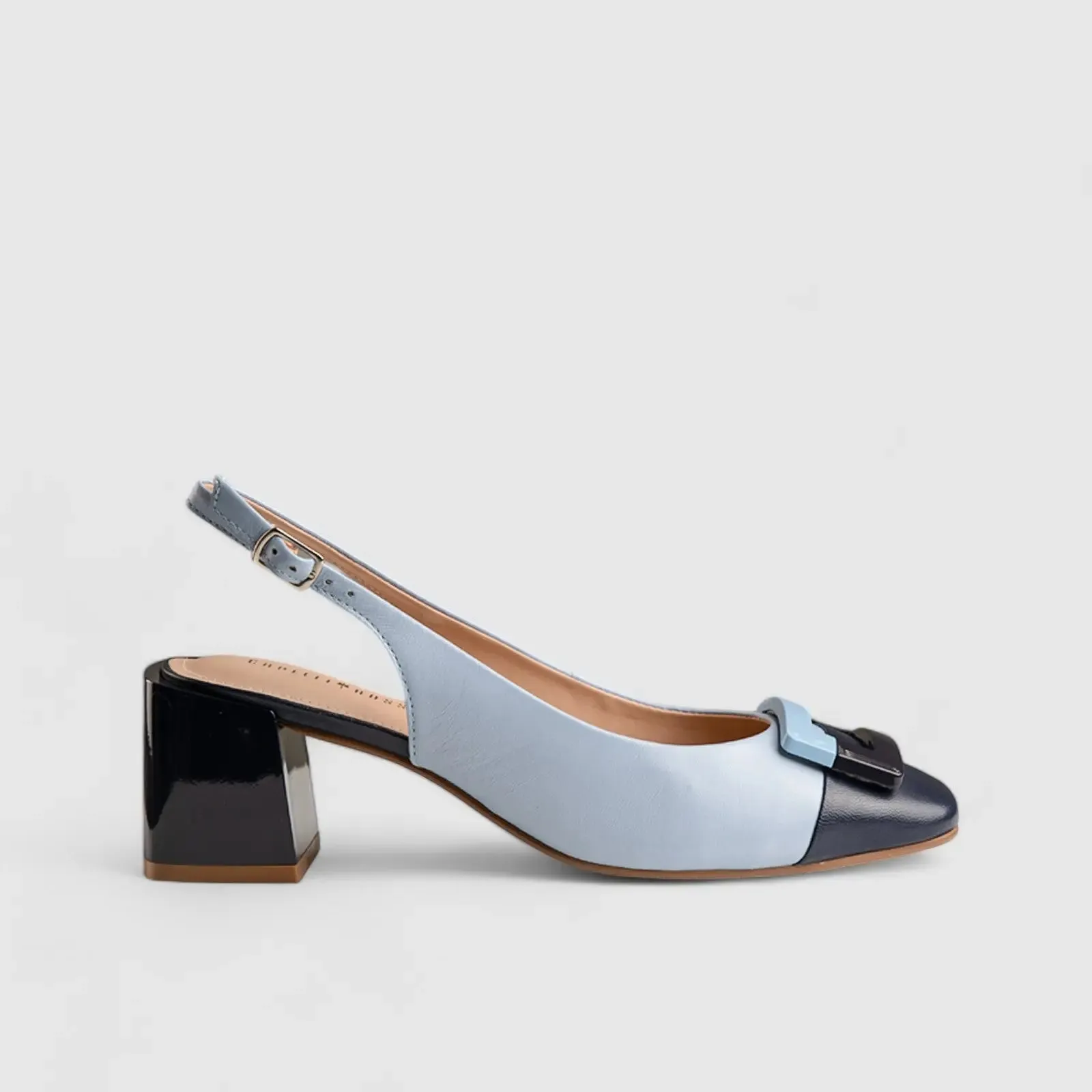 Block Heel Court Navy/Blue 11242