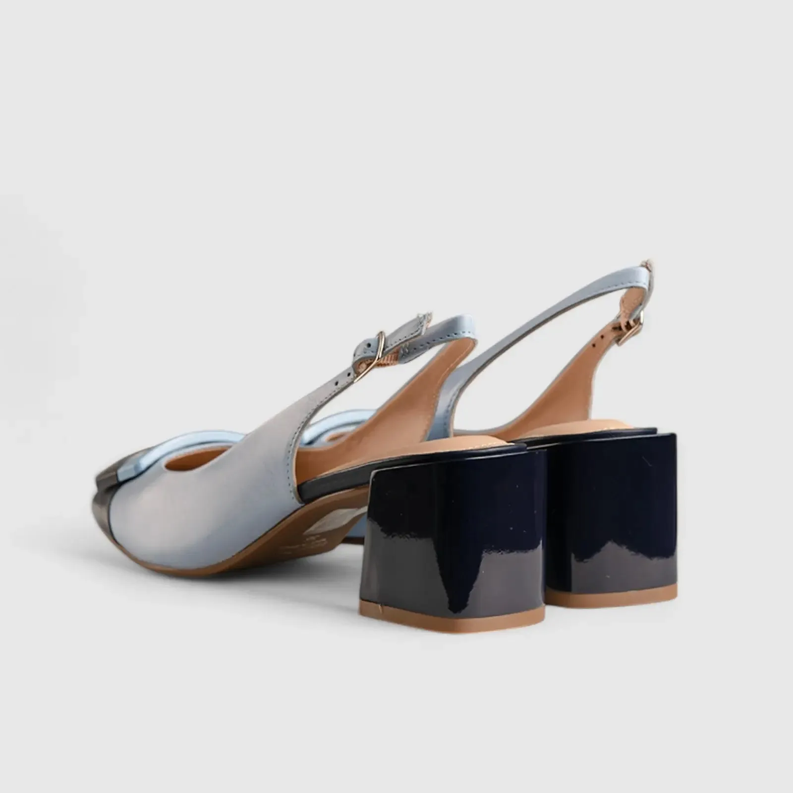 Block Heel Court Navy/Blue 11242