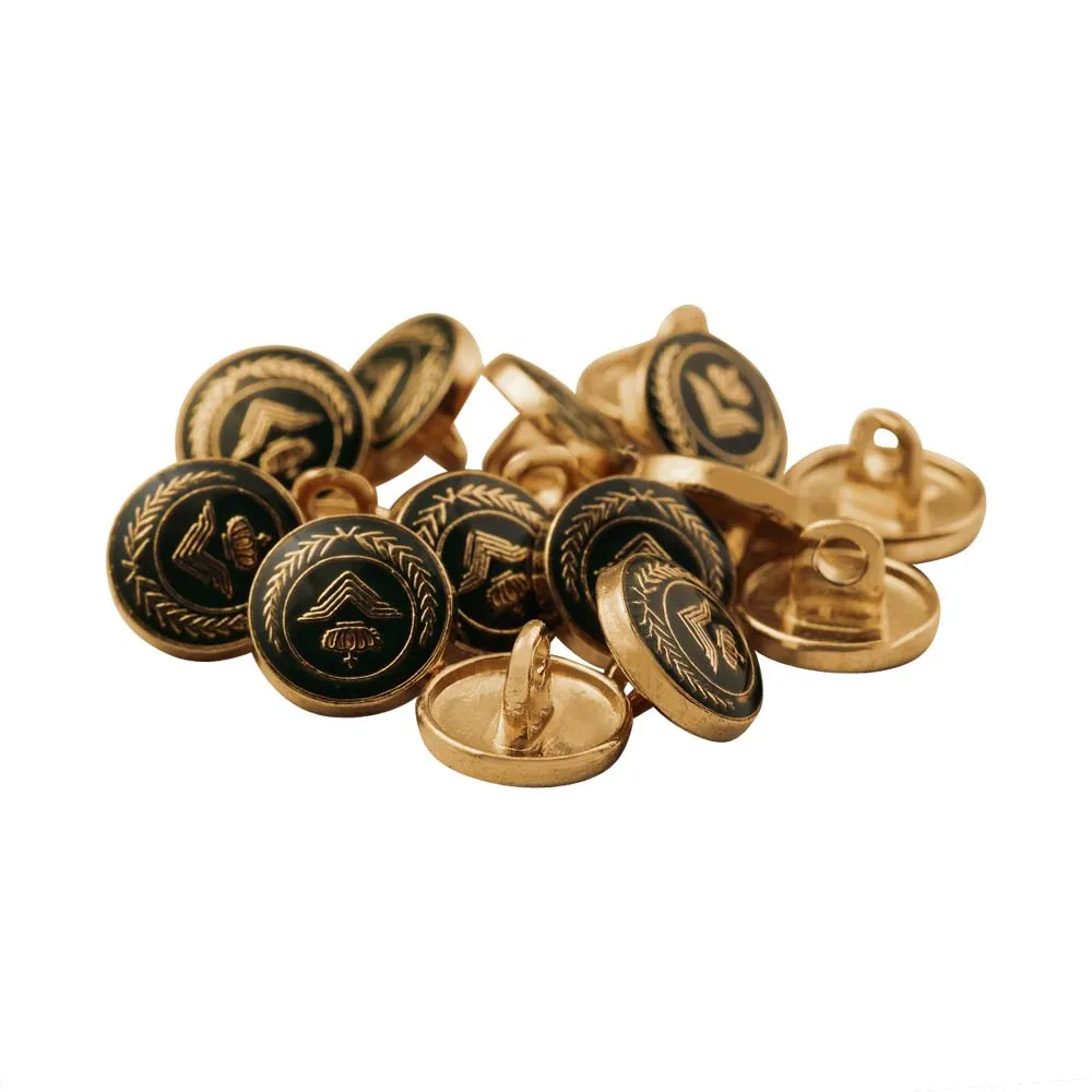 Classic Wreath Logo Designer Lamination Metal Buttons for Shirts