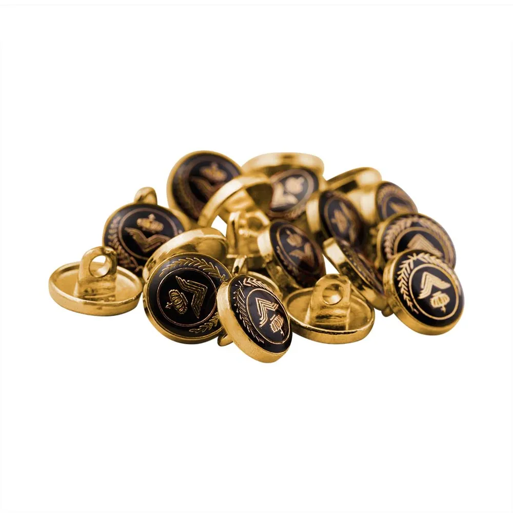 Classic Wreath Logo Designer Lamination Metal Buttons for Shirts
