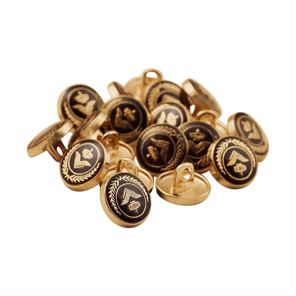 Classic Wreath Logo Designer Lamination Metal Buttons for Shirts