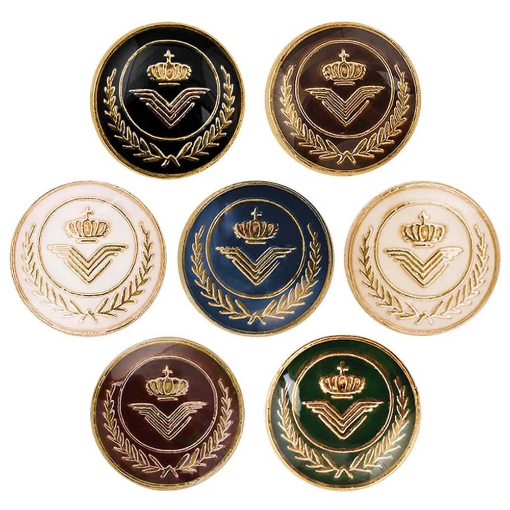 Classic Wreath Logo Designer Lamination Metal Buttons for Shirts
