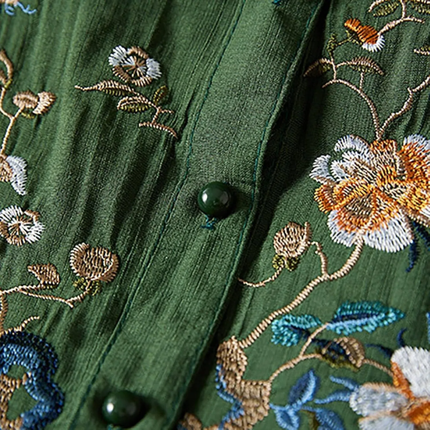 Cotton Linen Shirts for Women 2025 Floral Embroidered Tops Boho Ethnic Women 3/4 Sleeve V Neck Gauze Tunic Tshirt
