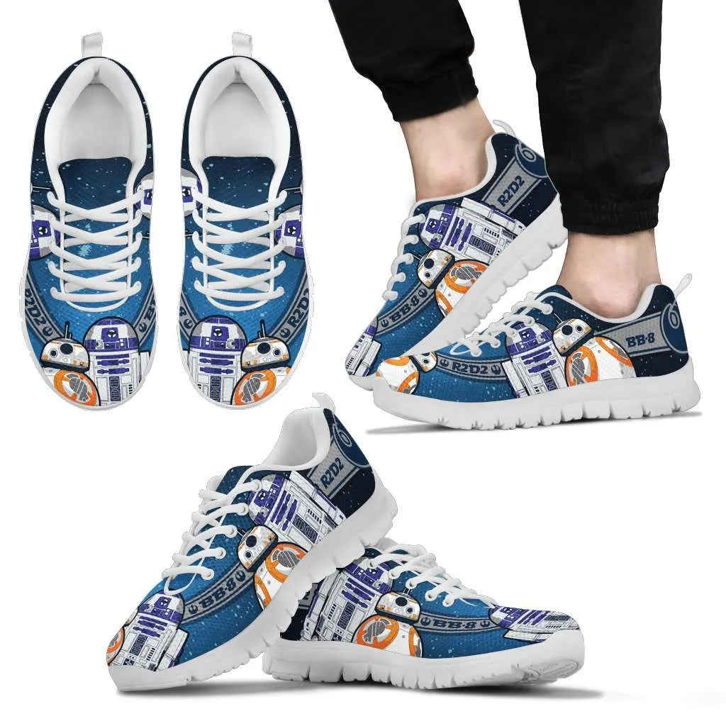 Fan Art Inspired by R2-D2 and BB8 As Droid Friends Mesh Fabric Running Shoes