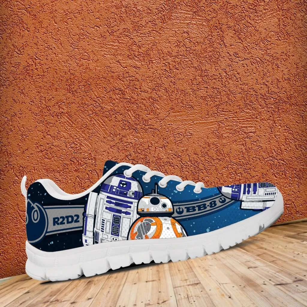 Fan Art Inspired by R2-D2 and BB8 As Droid Friends Mesh Fabric Running Shoes