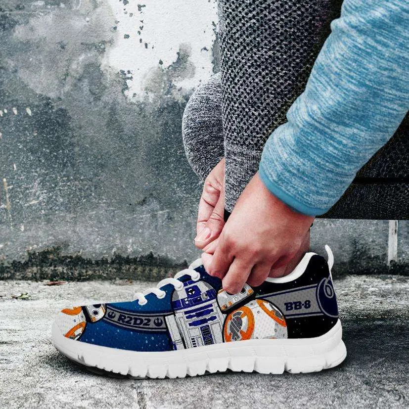Fan Art Inspired by R2-D2 and BB8 As Droid Friends Mesh Fabric Running Shoes