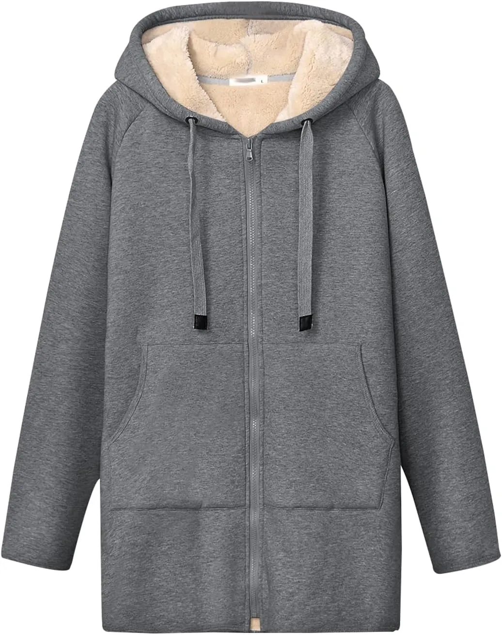 Gihuo Women's Winter Coat Sherpa Lined Zip Hoodie Long Sweatshirt Warm Fleece Lining Heavyweight Hooded Jacket