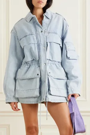 HCS1408 Utility Chic Oversized Denim Jacket Outerwear
