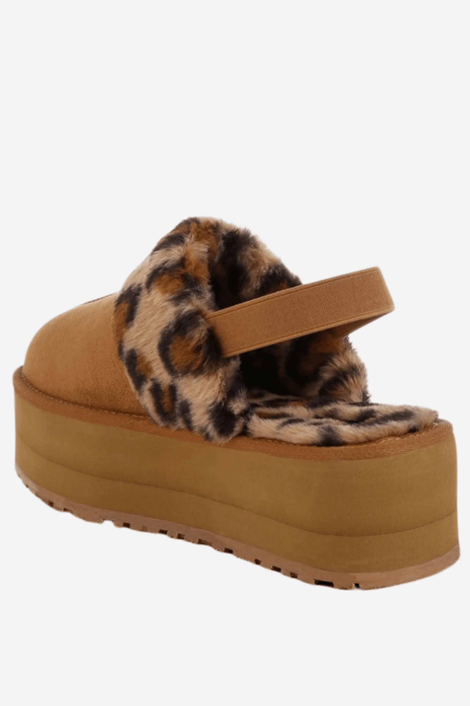 Kutchu Leopard Faux Fur Platform Classic Slingback