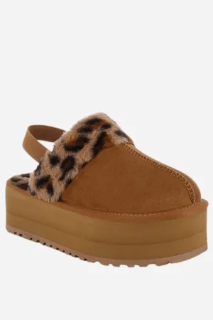 Kutchu Leopard Faux Fur Platform Classic Slingback