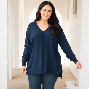Miss Who I Was Sweater, Navy