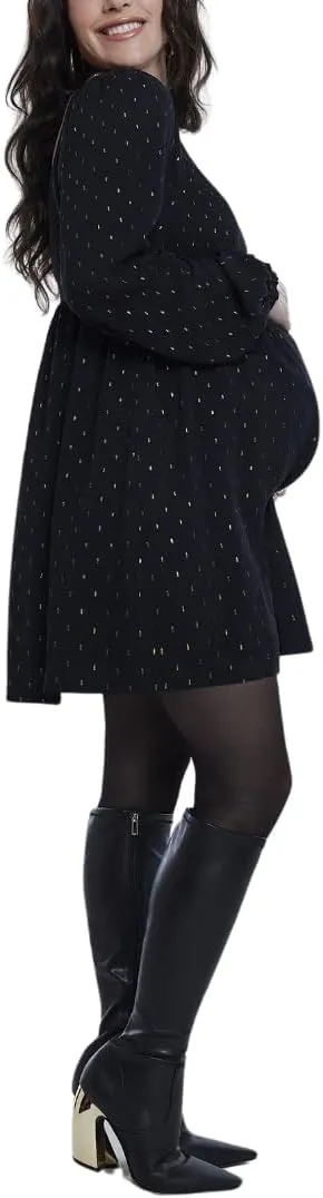 Motherhood Maternity Women's Long Sleeve Smocked Babydoll Mini Dress