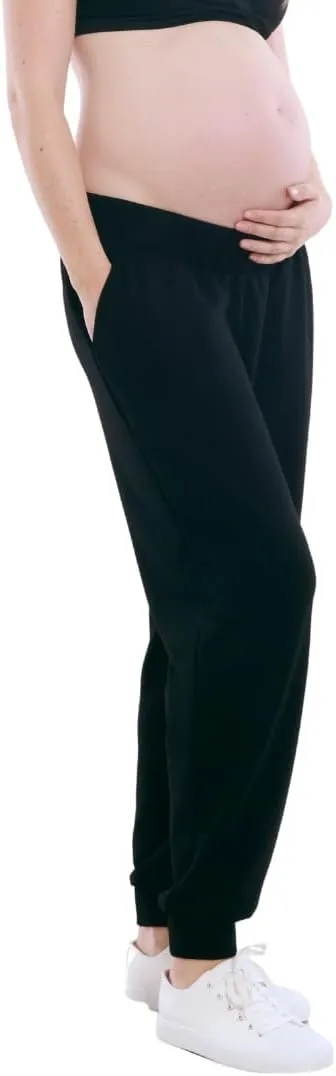 Motherhood Maternity Women's Scuba Underbelly Pregnancy Pocket Jogger Sweatpant