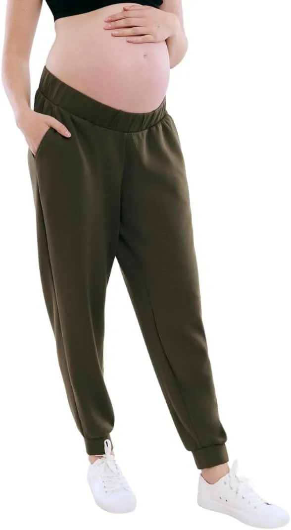 Motherhood Maternity Women's Scuba Underbelly Pregnancy Pocket Jogger Sweatpant