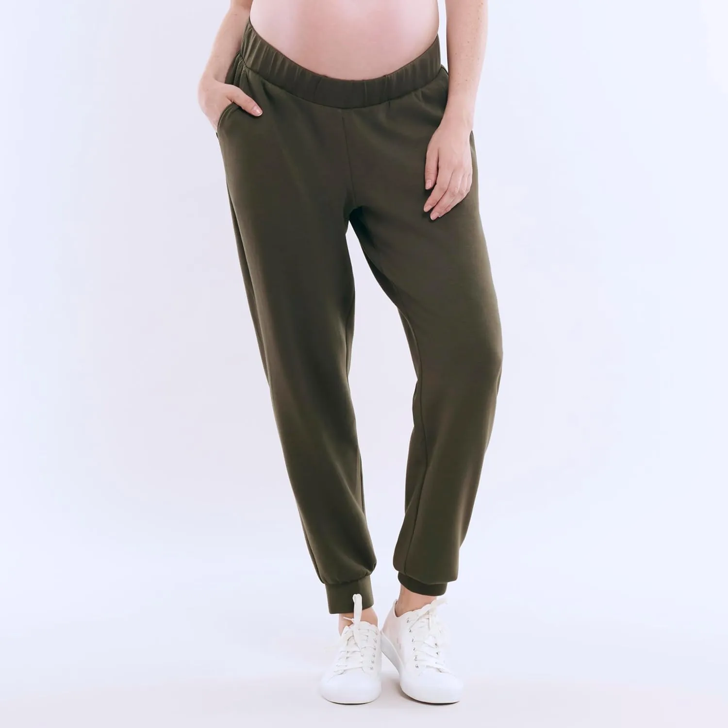 Motherhood Maternity Women's Scuba Underbelly Pregnancy Pocket Jogger Sweatpant