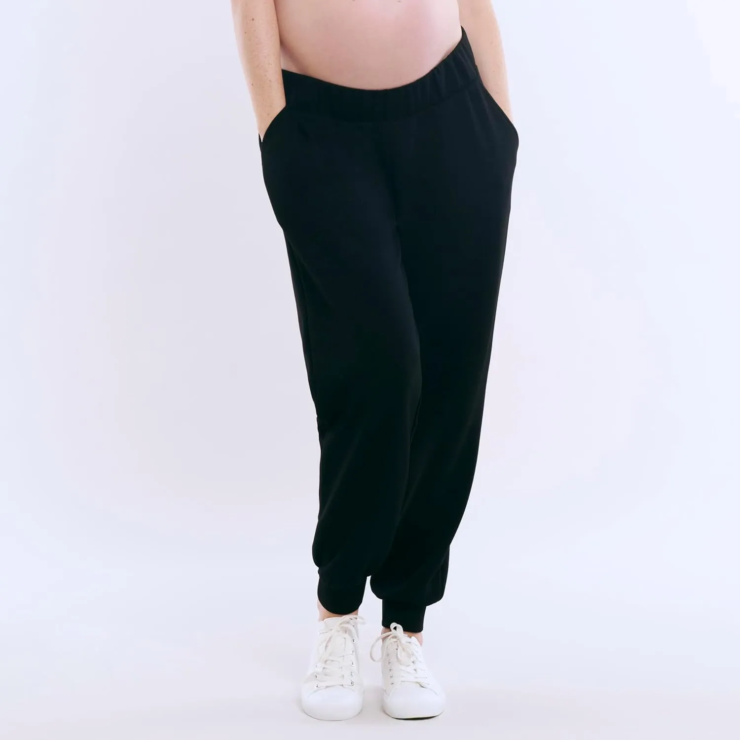 Motherhood Maternity Women's Scuba Underbelly Pregnancy Pocket Jogger Sweatpant