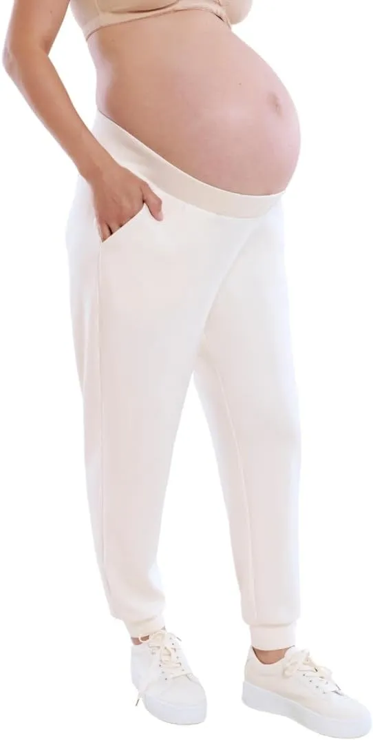 Motherhood Maternity Women's Scuba Underbelly Pregnancy Pocket Jogger Sweatpant
