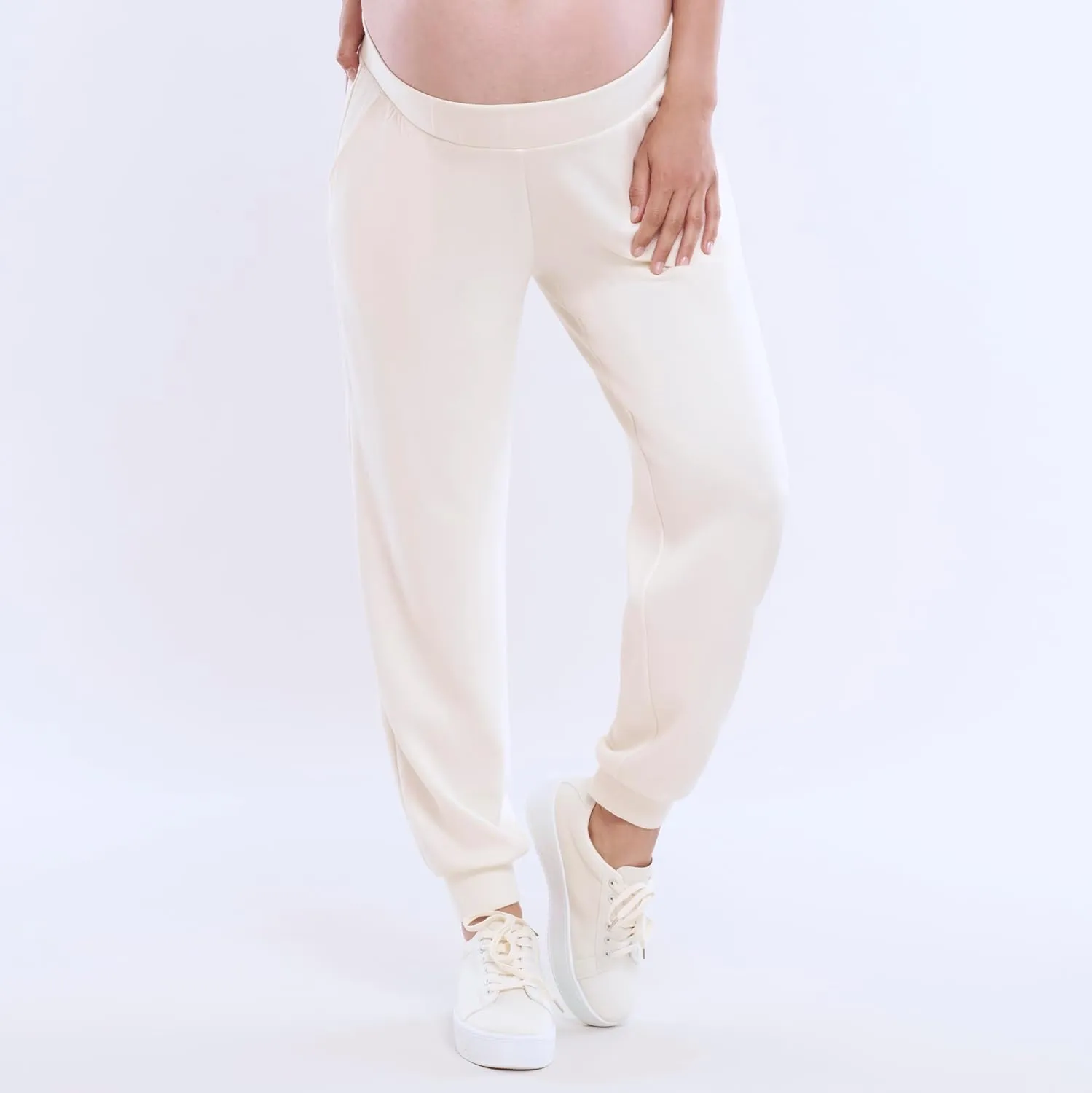 Motherhood Maternity Women's Scuba Underbelly Pregnancy Pocket Jogger Sweatpant