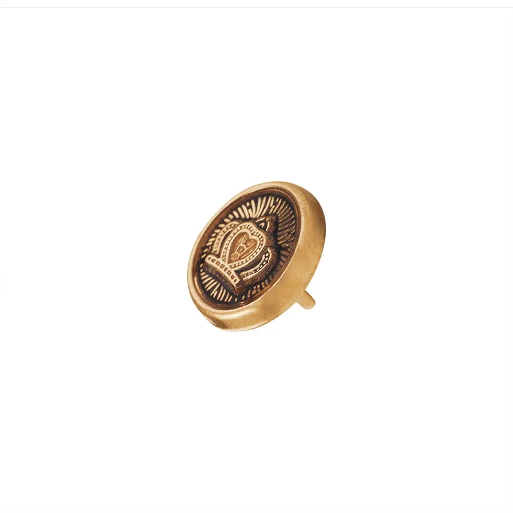 Royal Crown Design Round Shape Lamination Kurta Metal Buttons