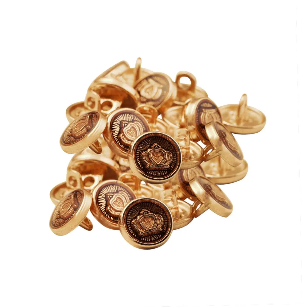 Royal Crown Design Round Shape Lamination Kurta Metal Buttons