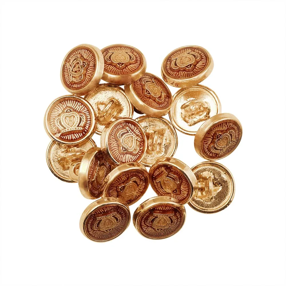 Royal Crown Design Round Shape Lamination Kurta Metal Buttons