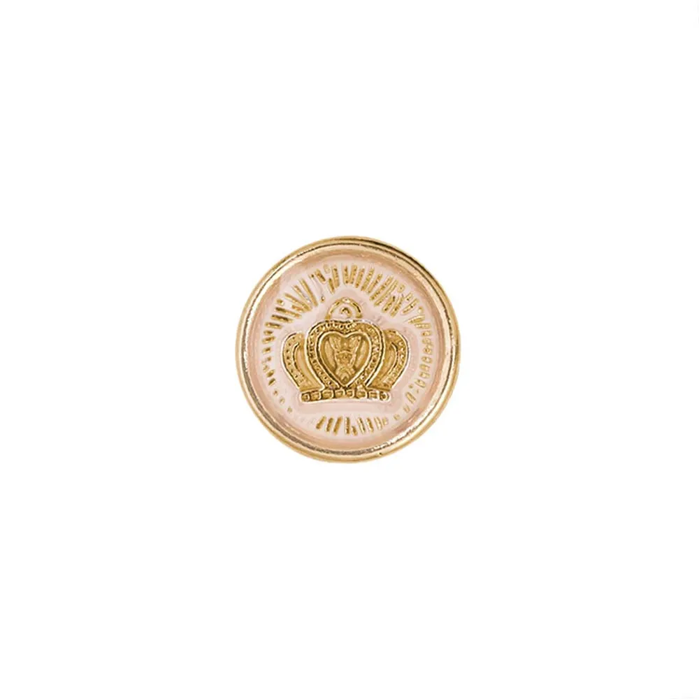 Royal Crown Design Round Shape Lamination Kurta Metal Buttons