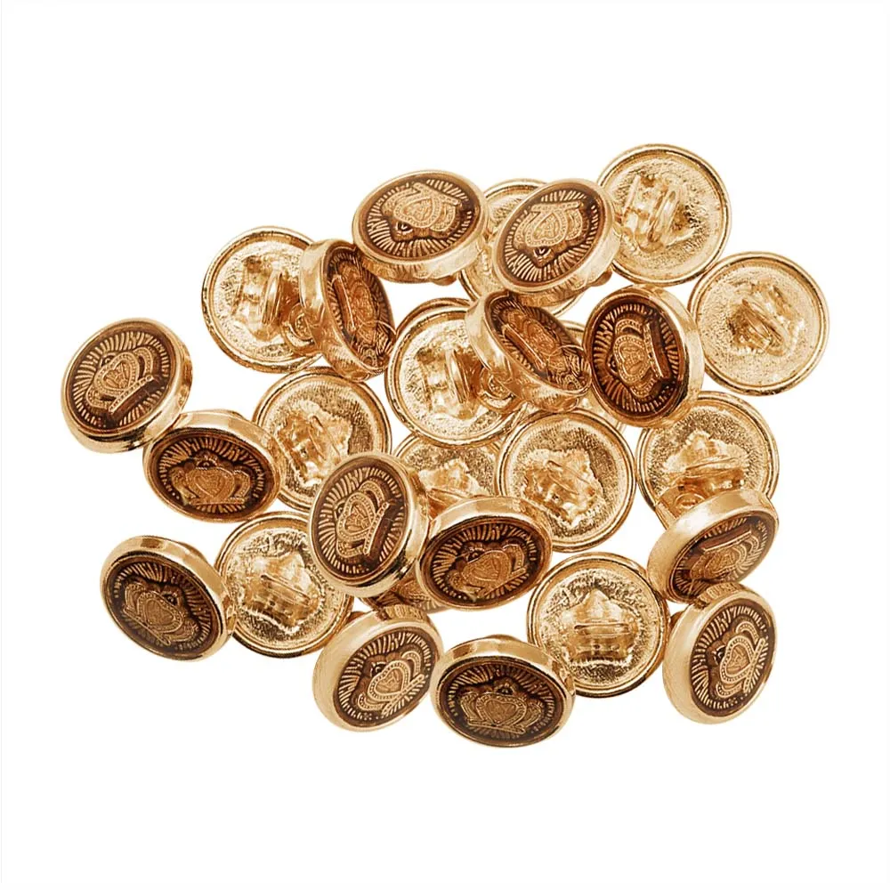 Royal Crown Design Round Shape Lamination Kurta Metal Buttons