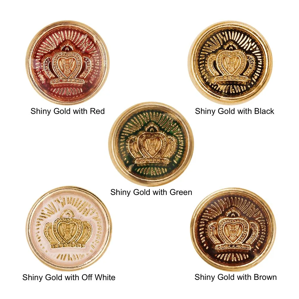 Royal Crown Design Round Shape Lamination Kurta Metal Buttons