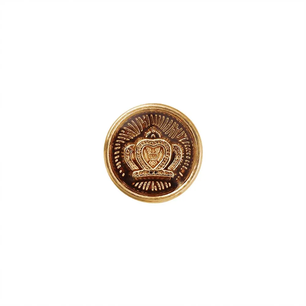 Royal Crown Design Round Shape Lamination Kurta Metal Buttons