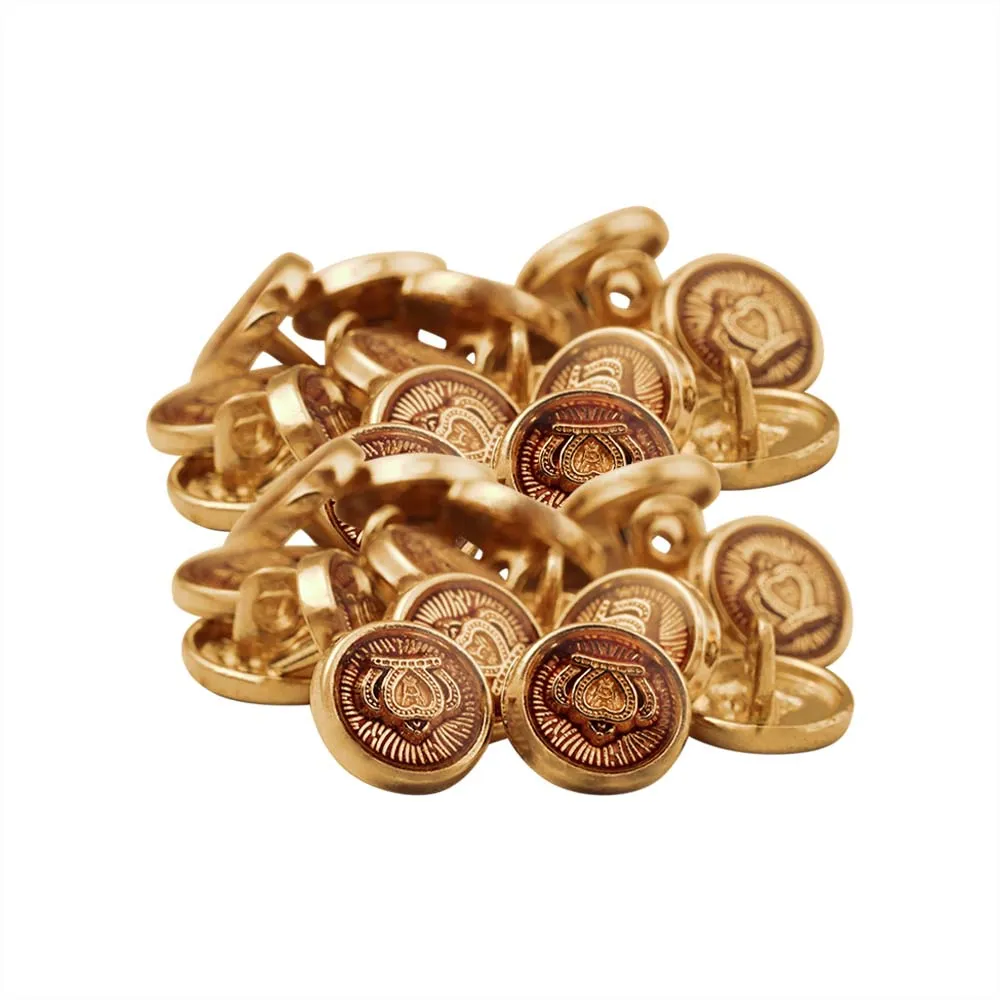Royal Crown Design Round Shape Lamination Kurta Metal Buttons