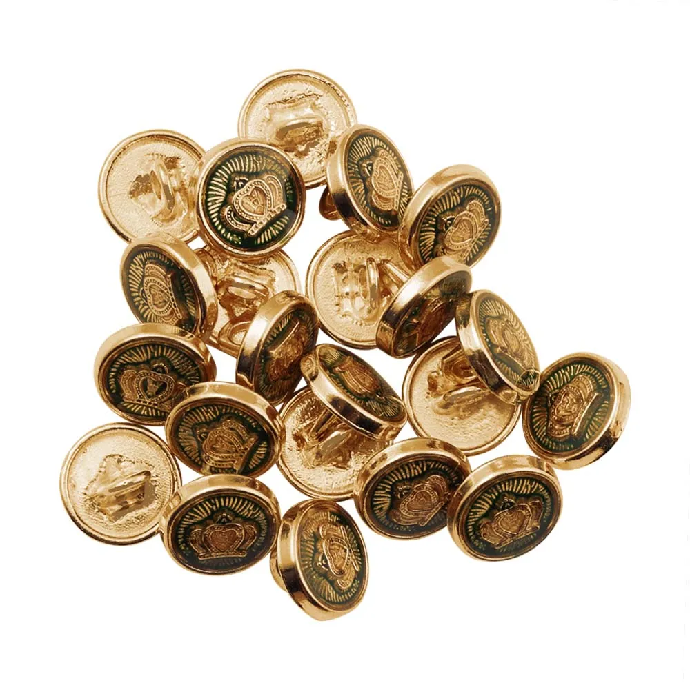 Royal Crown Design Round Shape Lamination Kurta Metal Buttons