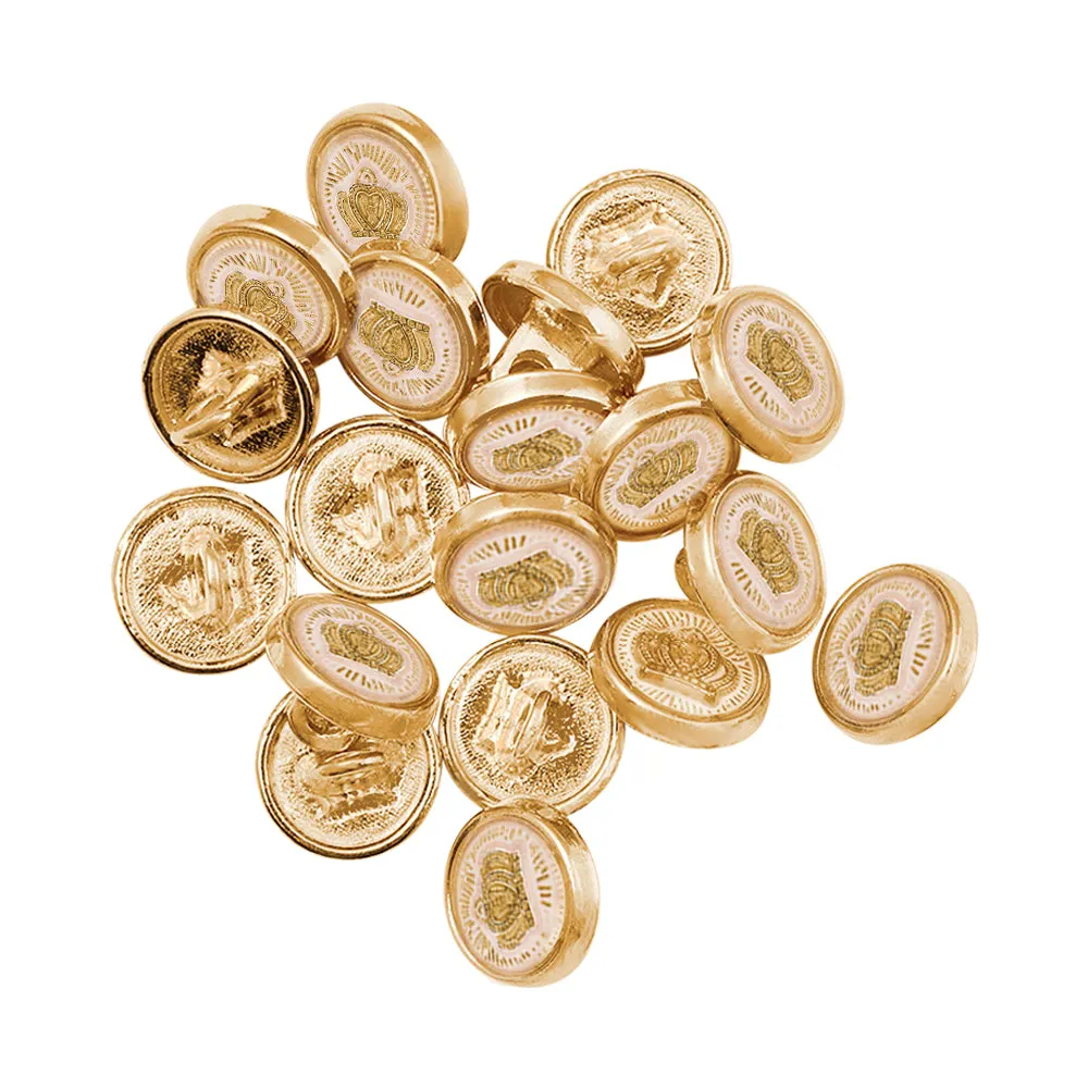 Royal Crown Design Round Shape Lamination Kurta Metal Buttons