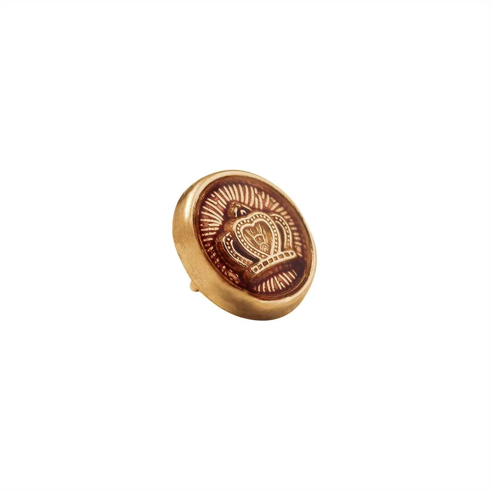 Royal Crown Design Round Shape Lamination Kurta Metal Buttons