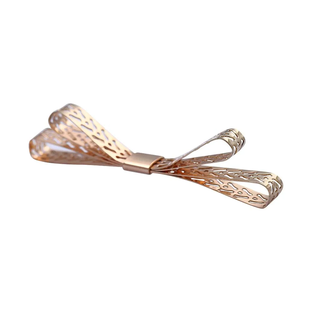 Shiny Gold Cutwork Bow Shape Metal Fashion Accessory