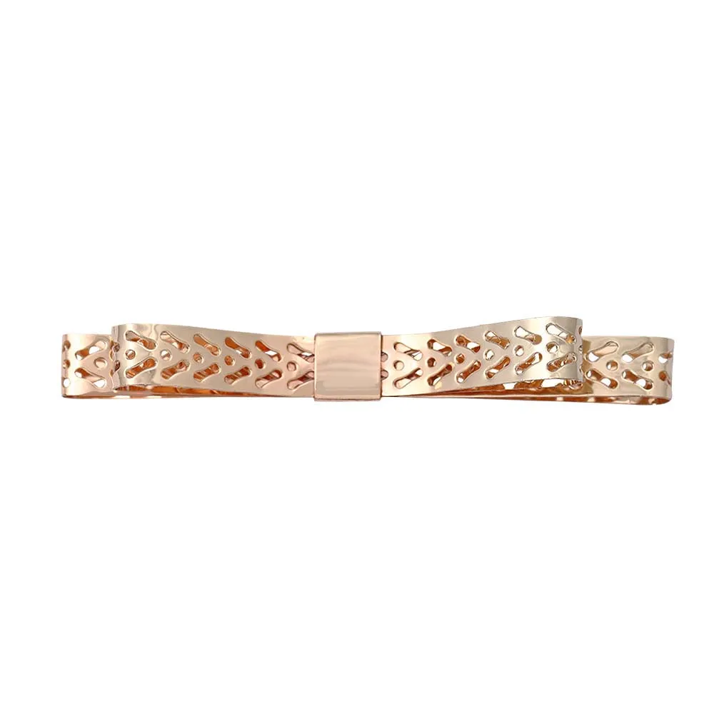 Shiny Gold Cutwork Bow Shape Metal Fashion Accessory