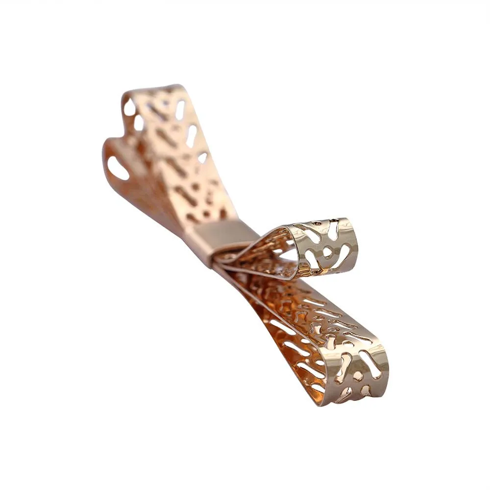 Shiny Gold Cutwork Bow Shape Metal Fashion Accessory