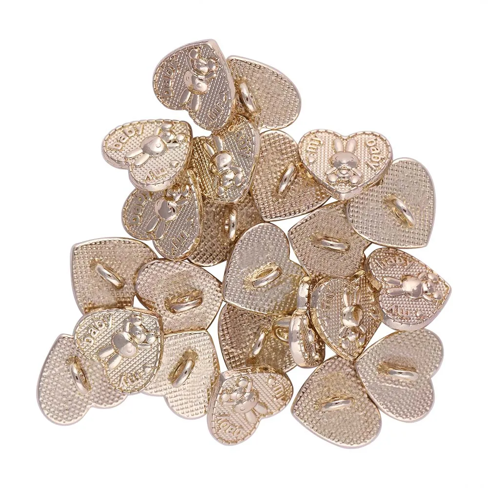 Shiny Gold Heart Shape Premium Decorative Metal Buttons