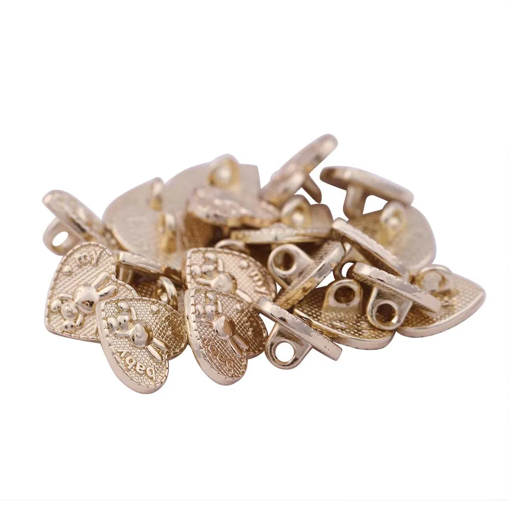 Shiny Gold Heart Shape Premium Decorative Metal Buttons