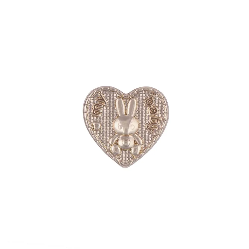 Shiny Gold Heart Shape Premium Decorative Metal Buttons