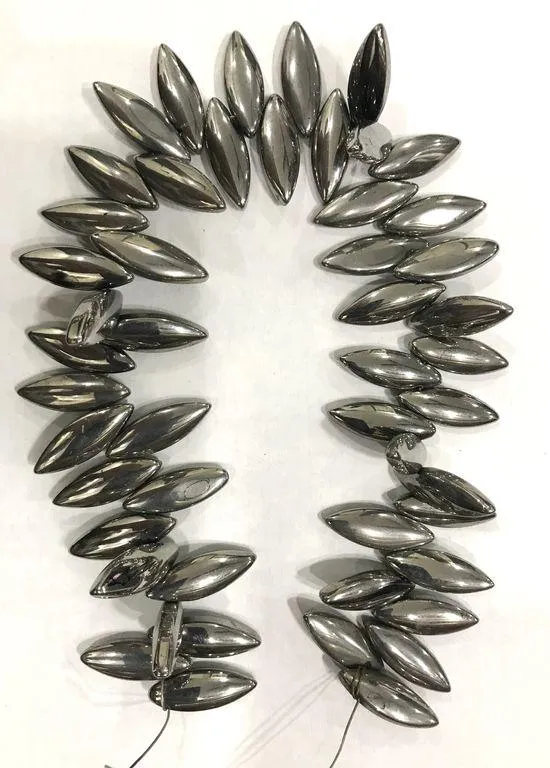 Silver Metallic Eye Glass Beads