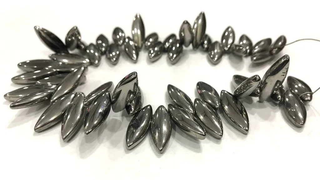 Silver Metallic Eye Glass Beads