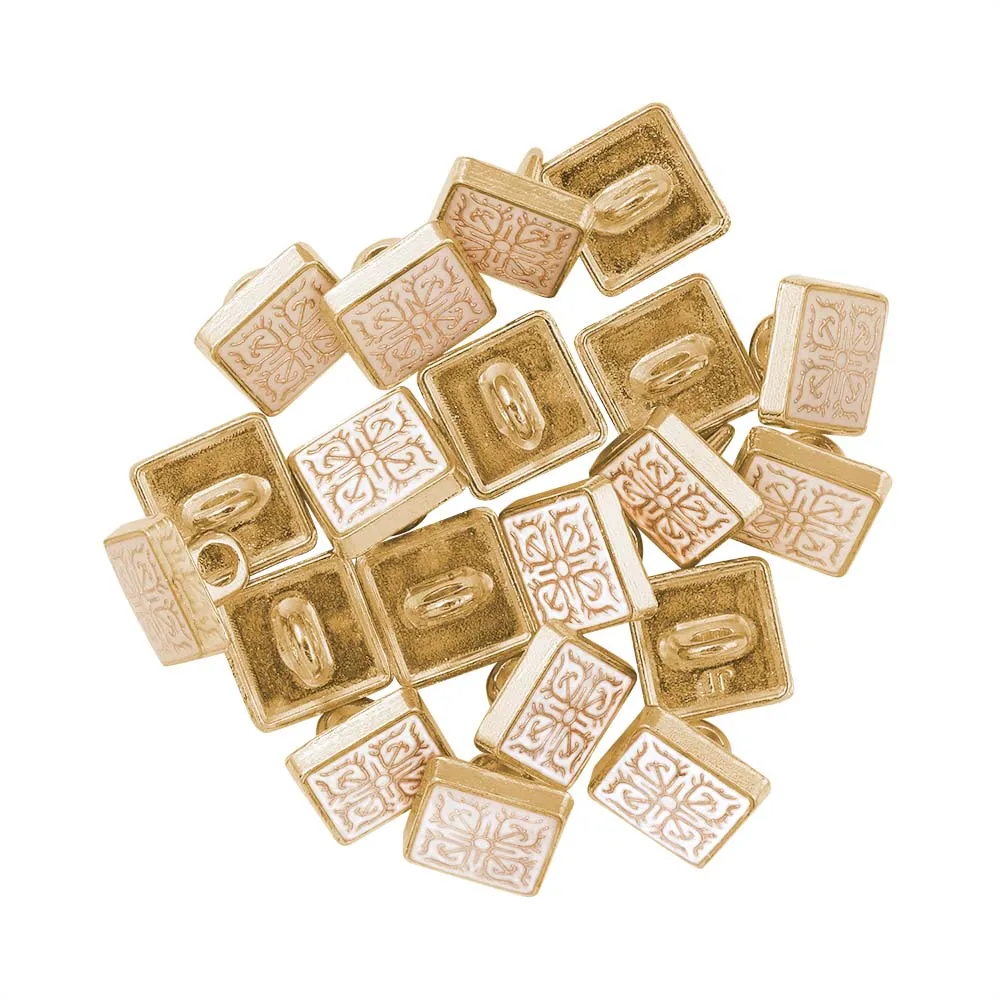 Square Shape Shiny Gold Lamination Metal Kurta Buttons