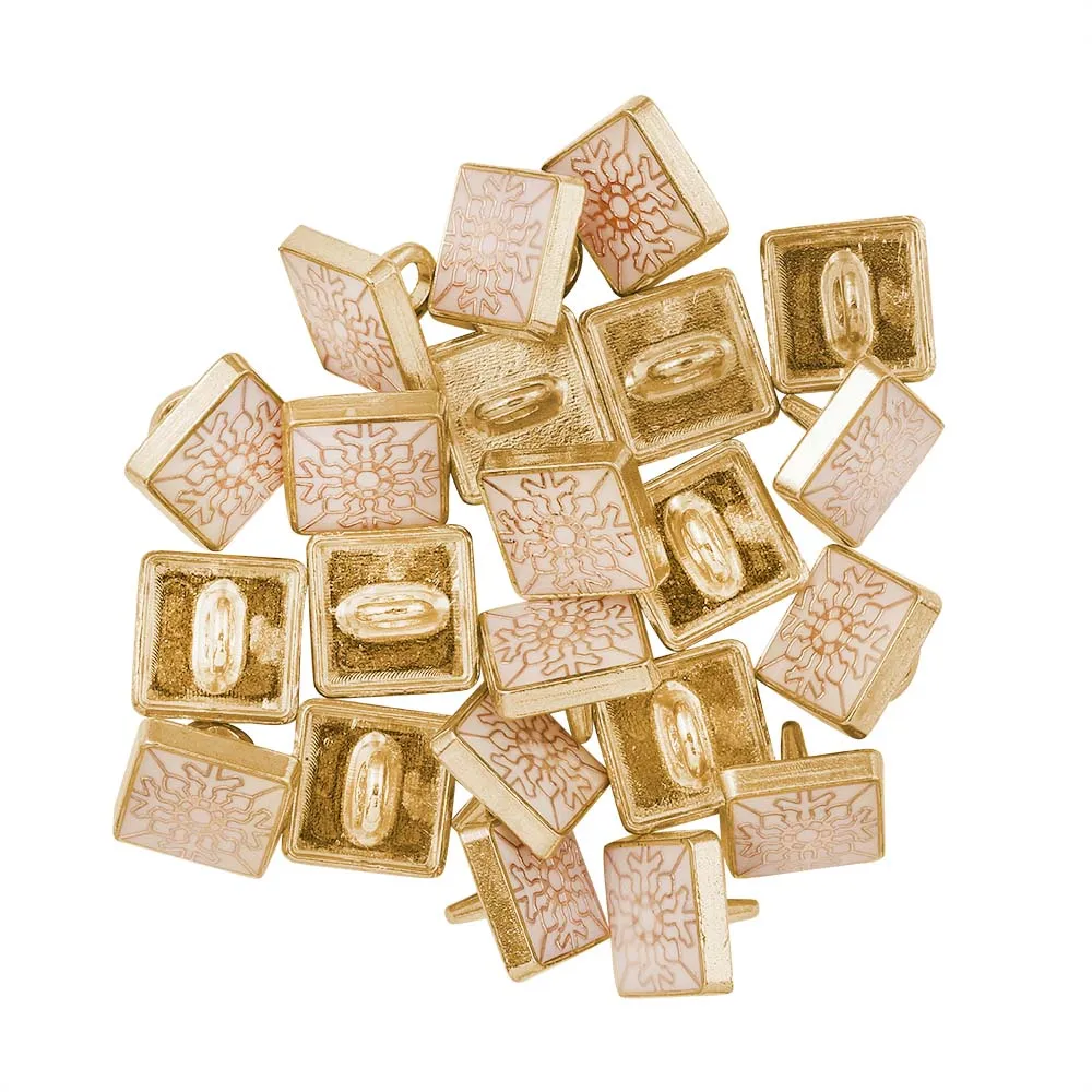 Square Shiny Gold Lamination Metal Buttons for Kurta/Shirts