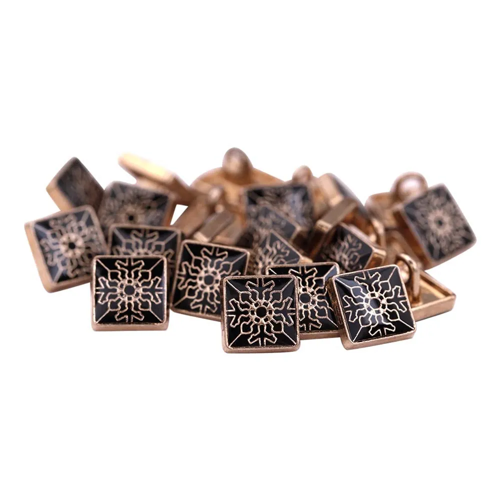 Square Shiny Gold Lamination Metal Buttons for Kurta/Shirts