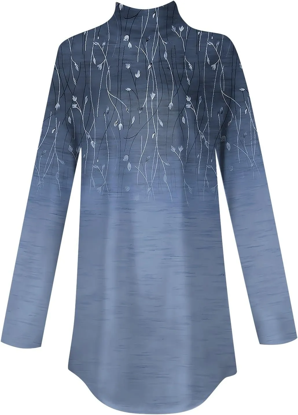 Tops for Women Trendy Long Sleeve Fall Blouses Printed Turtleneck Top Loose Winter Shirts Cozy Lightweight T Shirts