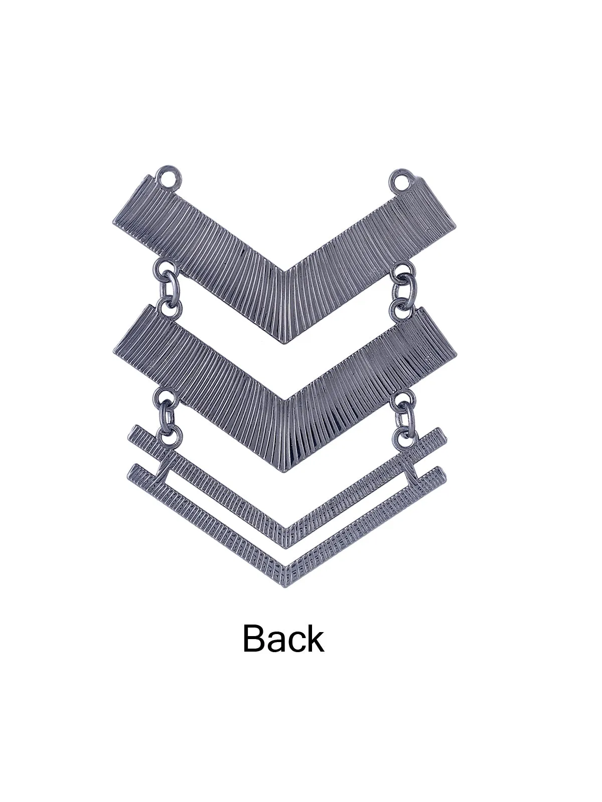 'V' Shaped Shiny Gunmetal Layered Neckline