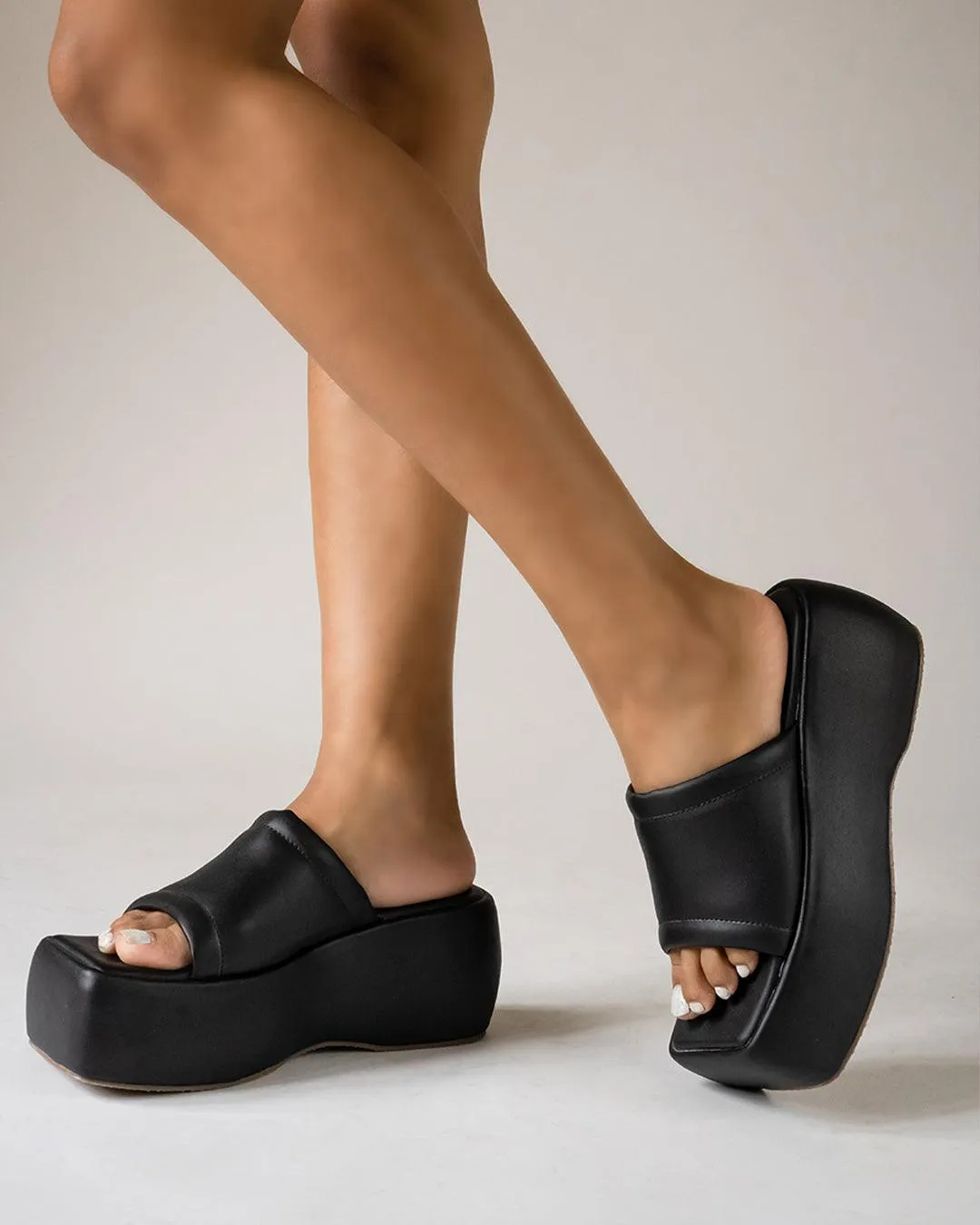 Vintage Vibe City Girl Black Platforms Footwear